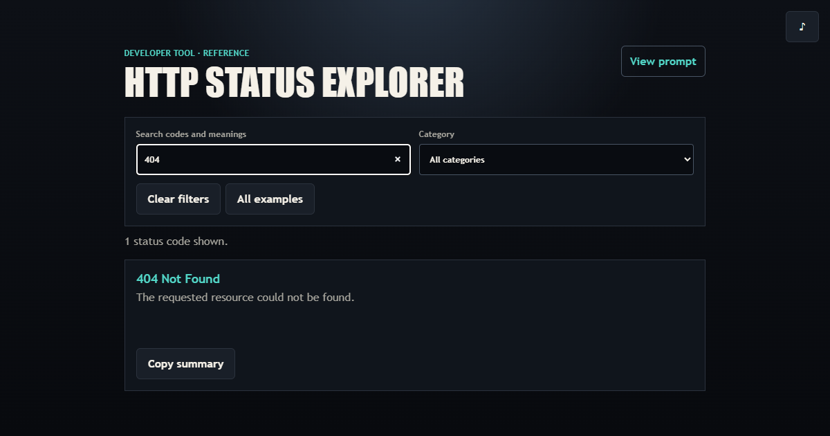 HTTP Status Code Explorer working browser example