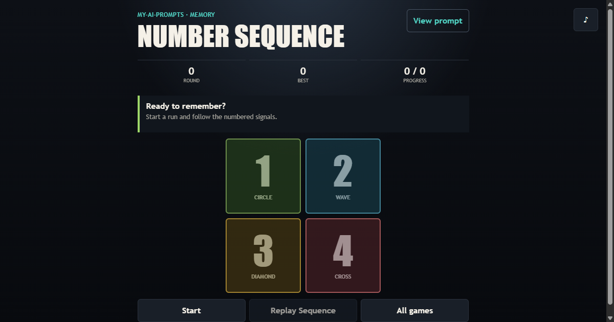 Number Sequence working browser example
