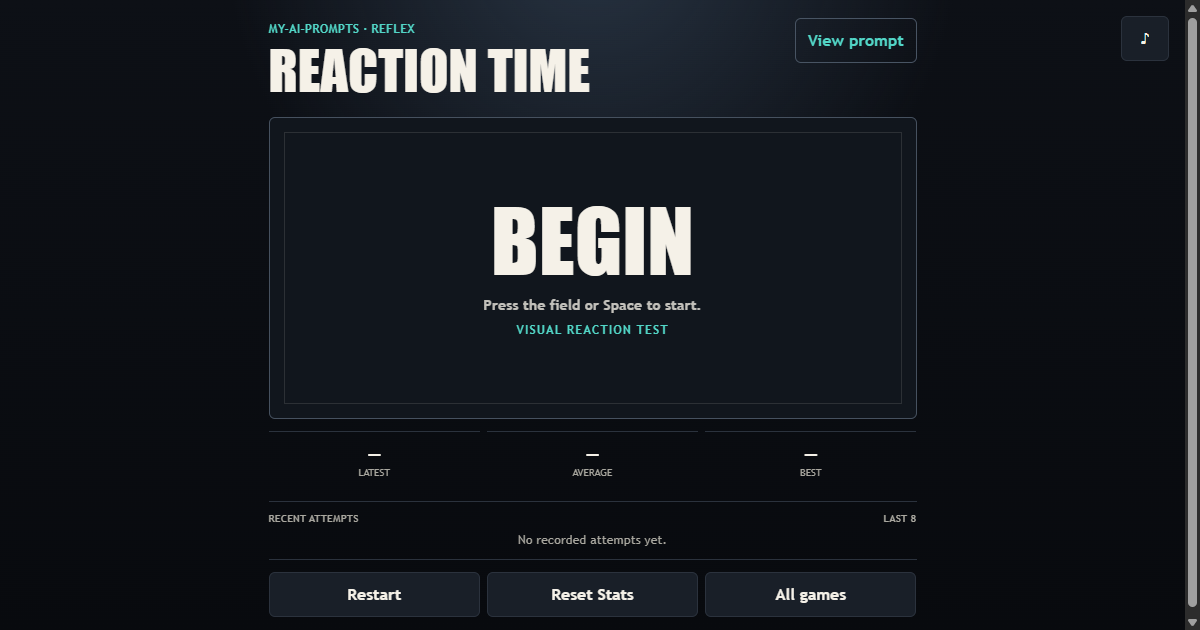 Reaction Time Test working browser example